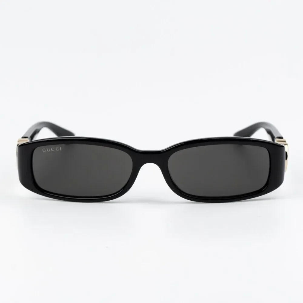 NEW Gucci GG1661S 001 Black Grey Rectangle Unisex Sunglasses